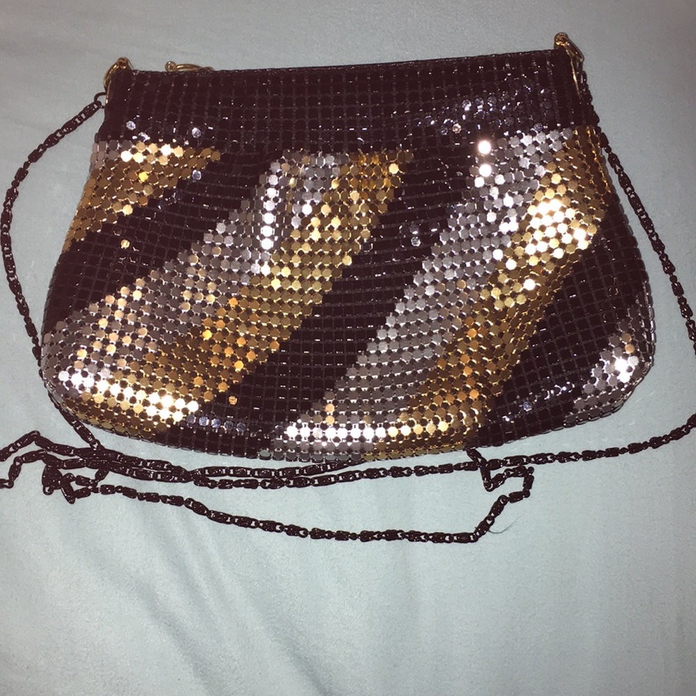 Evening bag color gold silver and black